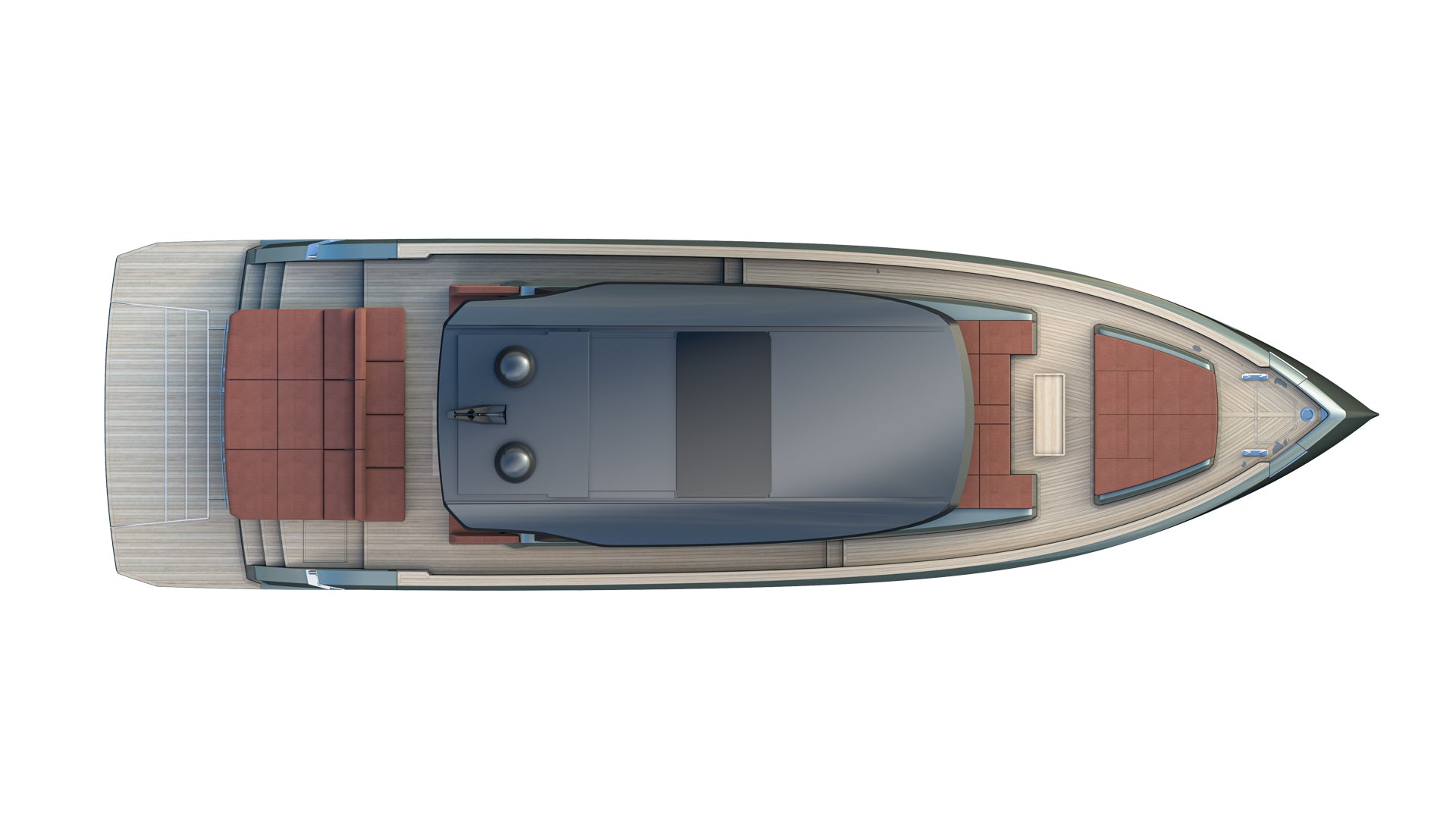 Pardo GT65: новинка Cannes 2026 — размеры, двигатели Volvo IPS, три каюты и платформа для тендера Схема палубы Pardo GT65, вид сверху